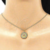 Collares con Dije 04.313.0049.20 Oro Laminado, Diseño de Ojo Griego, con Multicolor Micro Pave and Granate Zirconia Cubica, Pulido, Tono Dorado (02 MM Thickness, 20 Inches Length)