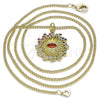 Collares con Dije 04.313.0049.20 Oro Laminado, Diseño de Ojo Griego, con Multicolor Micro Pave and Granate Zirconia Cubica, Pulido, Tono Dorado (02 MM Thickness, 20 Inches Length)