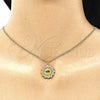 Collares con Dije 04.313.0049.1.20 Oro Laminado, Diseño de Ojo Griego, con Blanca Micro Pave and Granate Zirconia Cubica, Pulido, Tono Dorado (02 MM Thickness, 20 Inches Length)