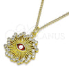 Collares con Dije 04.313.0049.1.20 Oro Laminado, Diseño de Ojo Griego, con Blanca Micro Pave and Granate Zirconia Cubica, Pulido, Tono Dorado (02 MM Thickness, 20 Inches Length)