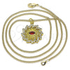 Collares con Dije 04.313.0049.1.20 Oro Laminado, Diseño de Ojo Griego, con Blanca Micro Pave and Granate Zirconia Cubica, Pulido, Tono Dorado (02 MM Thickness, 20 Inches Length)
