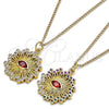 Collares con Dije 04.313.0049.1.20 Oro Laminado, Diseño de Ojo Griego, con Blanca Micro Pave and Granate Zirconia Cubica, Pulido, Tono Dorado (02 MM Thickness, 20 Inches Length)