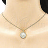 Collares con Dije 04.313.0052.20 Oro Laminado, Diseño de Ojo Griego, con Blanca Zirconia Cubica and Blanca Micro Pave, Pulido, Tono Dorado (02 MM Thickness, 20 Inches Length)