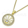 Collares con Dije 04.313.0052.20 Oro Laminado, Diseño de Ojo Griego, con Blanca Zirconia Cubica and Blanca Micro Pave, Pulido, Tono Dorado (02 MM Thickness, 20 Inches Length)