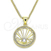 Collares con Dije 04.313.0052.20 Oro Laminado, Diseño de Ojo Griego, con Blanca Zirconia Cubica and Blanca Micro Pave, Pulido, Tono Dorado (02 MM Thickness, 20 Inches Length)