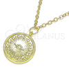 Collares con Dije 04.313.0053.18 Oro Laminado, Diseño de Ojo Griego y Estrella, con Blanca Micro Pave, Pulido, Tono Dorado (02 MM Thickness, 18 Inches Length)