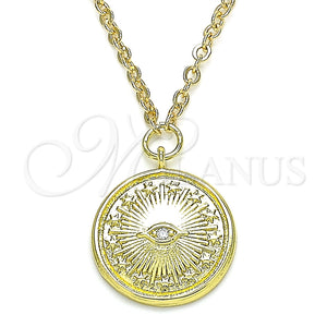 Collares con Dije 04.313.0053.18 Oro Laminado, Diseño de Ojo Griego y Estrella, con Blanca Micro Pave, Pulido, Tono Dorado (02 MM Thickness, 18 Inches Length)
