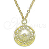 Collares con Dije 04.313.0053.18 Oro Laminado, Diseño de Ojo Griego y Estrella, con Blanca Micro Pave, Pulido, Tono Dorado (02 MM Thickness, 18 Inches Length)