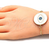 Pulsera Elegante 03.313.0039.07 Oro Laminado, Diseño de Ojo Griego, Esmaltado Blanco, Tono Dorado (03 MM Thickness, 7 Inches Length)