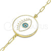 Pulsera Elegante 03.313.0039.07 Oro Laminado, Diseño de Ojo Griego, Esmaltado Blanco, Tono Dorado (03 MM Thickness, 7 Inches Length)
