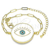 Pulsera Elegante 03.313.0039.07 Oro Laminado, Diseño de Ojo Griego, Esmaltado Blanco, Tono Dorado (03 MM Thickness, 7 Inches Length)