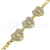 Pulsera Elegante 03.380.0033.07 Oro Laminado, Diseño de Guadalupe, con Blanca Cristal, Pulido, Tono Dorado (04 MM Thickness, 7 Inches Length)