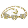 Pulsera Elegante 03.380.0033.07 Oro Laminado, Diseño de Guadalupe, con Blanca Cristal, Pulido, Tono Dorado (04 MM Thickness, 7 Inches Length)