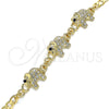 Pulsera Elegante 03.380.0034.1.08 Oro Laminado, Diseño de Elefante, con Blanca and Negro Cristal, Pulido, Tono Dorado (04 MM Thickness, 8 Inches Length)