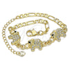 Pulsera Elegante 03.380.0034.1.08 Oro Laminado, Diseño de Elefante, con Blanca and Negro Cristal, Pulido, Tono Dorado (04 MM Thickness, 8 Inches Length)