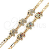 Pulsera Elegante 03.380.0034.1.08 Oro Laminado, Diseño de Elefante, con Blanca and Negro Cristal, Pulido, Tono Dorado (04 MM Thickness, 8 Inches Length)