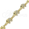 Pulsera Elegante 03.380.0035.07 Oro Laminado, Diseño de Elefante, con Blanca and Negro Cristal, Pulido, Tono Dorado (11 MM Thickness, 7 Inches Length)