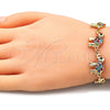 Pulsera Elegante 03.380.0036.1.07 Oro Laminado, Diseño de Elefante, con Multicolor Cristal, Pulido, Tono Dorado (09 MM Thickness, 7 Inches Length)