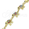 Pulsera Elegante 03.380.0036.1.07 Oro Laminado, Diseño de Elefante, con Multicolor Cristal, Pulido, Tono Dorado (09 MM Thickness, 7 Inches Length)