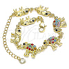 Pulsera Elegante 03.380.0036.1.07 Oro Laminado, Diseño de Elefante, con Multicolor Cristal, Pulido, Tono Dorado (09 MM Thickness, 7 Inches Length)