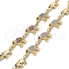Pulsera Elegante 03.380.0036.1.07 Oro Laminado, Diseño de Elefante, con Multicolor Cristal, Pulido, Tono Dorado (09 MM Thickness, 7 Inches Length)