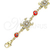 Pulsera Elegante 03.380.0039.1.07 Oro Laminado, Diseño de Tortuga y Ojo Griego, con Blanca and Negro Cristal, Resinado Rojo, Tono Dorado (14 MM Thickness, 7 Inches Length)