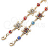 Pulsera Elegante 03.380.0039.1.07 Oro Laminado, Diseño de Tortuga y Ojo Griego, con Blanca and Negro Cristal, Resinado Rojo, Tono Dorado (14 MM Thickness, 7 Inches Length)