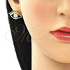 Juego de Arete y Dije de Adulto 10.379.0024 Oro Laminado, Diseño de Ojo Griego, con Blanca Zirconia Cubica, Pulido, Tono Dorado