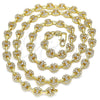 Gargantilla Elegante 04.63.1401.24 Oro Laminado, Diseño de Puff Mariner, con Blanca Micro Pave, Pulido, Tono Dorado (06 MM Thickness, 24 Inches Length)