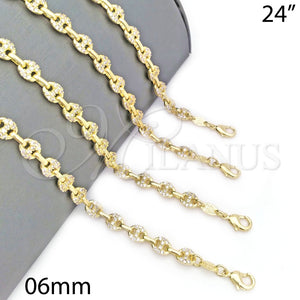 Gargantilla Elegante 04.63.1401.24 Oro Laminado, Diseño de Puff Mariner, con Blanca Micro Pave, Pulido, Tono Dorado (06 MM Thickness, 24 Inches Length)