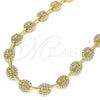 Gargantilla Elegante 04.63.1402.24 Oro Laminado, Diseño de Puff Mariner, con Blanca Micro Pave, Pulido, Tono Dorado (08 MM Thickness, 24 Inches Length)