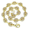 Tobillera Elegante 04.63.1402.10 Oro Laminado, Diseño de Puff Mariner, con Micro Pave Blanca, Pulido, Tono Dorado (Grosor 08 MM, 10 Pulgadas de Largo)
