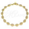 Tobillera Elegante 04.63.1402.10 Oro Laminado, Diseño de Puff Mariner, con Micro Pave Blanca, Pulido, Tono Dorado (Grosor 08 MM, 10 Pulgadas de Largo)