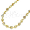 Gargantilla Elegante 04.63.1406.24 Oro Laminado, Diseño de Puff Mariner, con Blanca Micro Pave, Pulido, Tono Dorado (06 MM Thickness, 24 Inches Length)