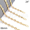Gargantilla Elegante 04.63.1406.24 Oro Laminado, Diseño de Puff Mariner, con Blanca Micro Pave, Pulido, Tono Dorado (06 MM Thickness, 24 Inches Length)