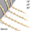 Gargantilla Elegante 04.63.1406.24 Oro Laminado, Diseño de Puff Mariner, con Blanca Micro Pave, Pulido, Tono Dorado (06 MM Thickness, 24 Inches Length)