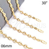 Gargantilla Elegante 04.63.1406.30 Oro Laminado, Diseño de Puff Mariner, con Blanca Micro Pave, Pulido, Tono Dorado (06 MM Thickness, 30 Inches Length)