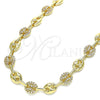 Gargantilla Elegante 04.63.1407.24 Oro Laminado, Diseño de Puff Mariner, con Blanca Micro Pave, Pulido, Tono Dorado (08 MM Thickness, 24 Inches Length)