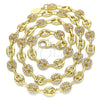 Gargantilla Elegante 04.63.1407.24 Oro Laminado, Diseño de Puff Mariner, con Blanca Micro Pave, Pulido, Tono Dorado (08 MM Thickness, 24 Inches Length)