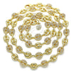 Gargantilla Elegante 04.63.1407.30 Oro Laminado, Diseño de Puff Mariner, con Blanca Micro Pave, Pulido, Tono Dorado (08 MM Thickness, 30 Inches Length)