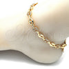 Tobillera Elegante 04.63.1407.10 Oro Laminado, Diseño de Puff Mariner, con Blanca Micro Pave, Pulido, Tono Dorado (08 MM Thickness, 10 Inches Length)