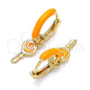 Argolla Huggie 02.213.0211.2.12 Oro Laminado, Diseño de Llave, Esmaltado Naranja, Tono Dorado