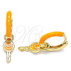 Argolla Huggie 02.213.0211.2.12 Oro Laminado, Diseño de Llave, Esmaltado Naranja, Tono Dorado