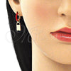 Argolla Huggie 02.213.0213.12 Oro Laminado, Diseño de Candado, Esmaltado Rojo, Tono Dorado