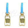 Argolla Huggie 02.213.0213.2.12 Oro Laminado, Diseño de Candado, Esmaltado Turquesa, Tono Dorado