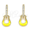Argolla Huggie 02.213.0214.1.15 Oro Laminado, Diseño de Cartera, con Blanca Micro Pave, Esmaltado Amarillo, Tono Dorado