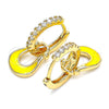 Argolla Huggie 02.213.0214.1.15 Oro Laminado, Diseño de Cartera, con Blanca Micro Pave, Esmaltado Amarillo, Tono Dorado