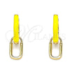 Argolla Huggie 02.213.0216.1.12 Oro Laminado, Diseño de Candado, Esmaltado Amarillo, Tono Dorado