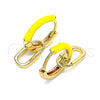 Argolla Huggie 02.213.0216.1.12 Oro Laminado, Diseño de Candado, Esmaltado Amarillo, Tono Dorado