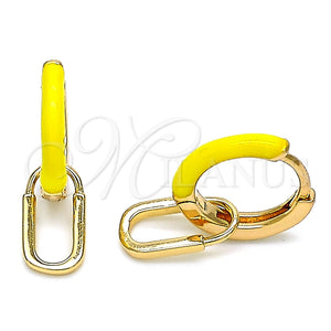Argolla Huggie 02.213.0216.1.12 Oro Laminado, Diseño de Candado, Esmaltado Amarillo, Tono Dorado
